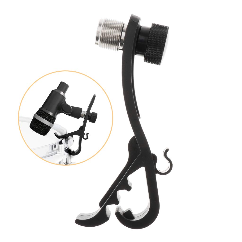 [Australia - AusPower] - Alnicov Black Drum Mic Shockproof Clamp Metal Movable Mount Kit Hard Groove Gear Universal Mic Clip Adjustable 