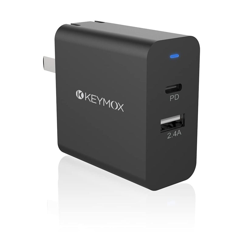 [Australia - AusPower] - USB C Charger, KEYMOX 30W 2-Port Charger with 18W Power Delivery Adapter,for iPhone 12/12 Mini/12 Pro Max /11 Pro, Galaxy S10 S9+ S9, iPad Pro,Samsung,Google Pixel, Huawei and More 