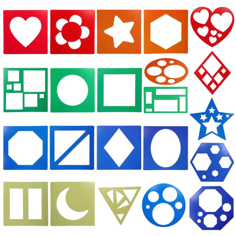 [Australia - AusPower] - BTSKY 22 PCS Primary Shapes Template Set Drawing Templates Kit for Crafts Creativity Learning Tool 