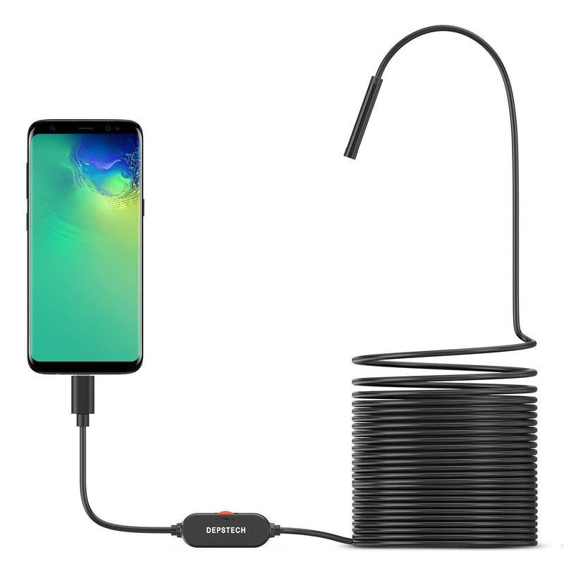 [Australia - AusPower] - USB Endoscope Camera, DEPSTECH 720P IP67 Waterproof Borescope, 5.5mm Snake Inspection Camera, Type-C Scope Camera with 16.5ft Semi-Rigid Cable, 6 LED Lights, Compatible with OTG Android Phone, PC 