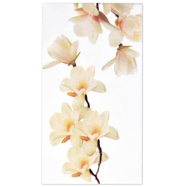[Australia - AusPower] - 100 Floral White Magnolia Blossom Guest Napkins 3 Ply Disposable Paper Spring Flowers Dinner Hand Napkin for Bathroom Wedding Holiday Anniversary Birthday Party Bridal & Baby Shower Decorative Towels 