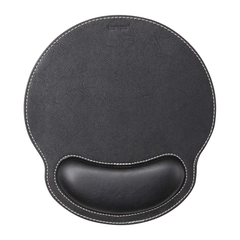 [Australia - AusPower] - Meffort Inc Leather Mouse Pad with Wrist Rest Support & Non-Slip Base, Durable Ergonomic Gaming Mousepad - Black 10.7 X 9.6 Inch 