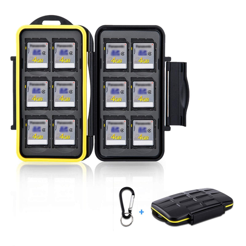 [Australia - AusPower] - 12 Slots SD Card Case Holder, SD Card Holder SD Card Organizer SD Card Storage Water-Resistant Anti-Shock SD/SDHC/SDXC Card Holder Storage with Carabiner 12 Slots for SD Card 