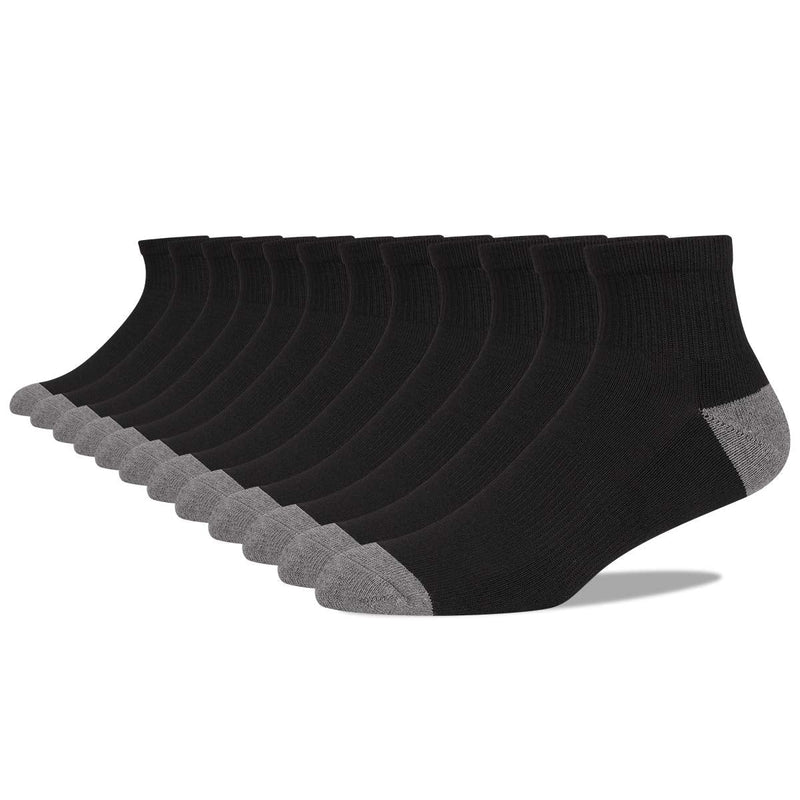 [Australia - AusPower] - COOVAN Men's Athletic Ankle Socks 12 Pack Mens Cushion Comfort Casual Running Sock Size 10-13 Black-12 Pack 