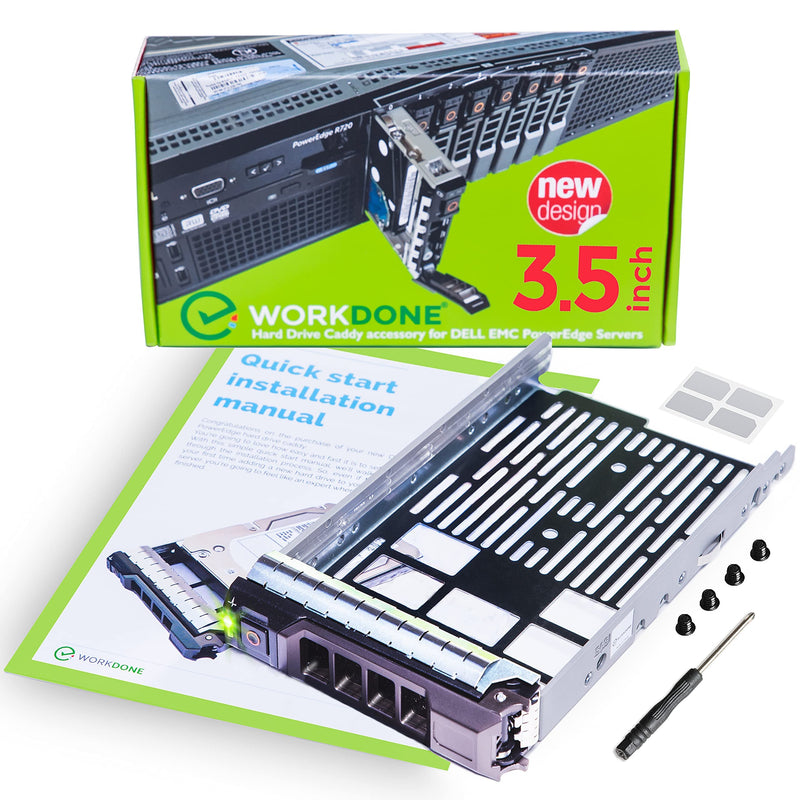 [Australia - AusPower] - WORKDONE 3.5 inch Hard Drive Caddy Tray Compatible for Dell PowerEdge Servers - SAS SATA HDD Adapter Sled - Handle Busy Schedule - Easy Setup with Detailed Manual - Your Saved Time is Priceless 