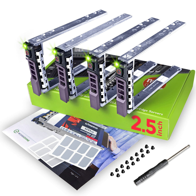 [Australia - AusPower] - WorkDone 4-Pack - 2.5" Hard Drive Caddy G176J Compatible for Dell PowerEdge Server - T440 T640 R330 R430 T430 R630 T630 R730 R830 R930 R320 R420 and More - Hot-Swap Tray - Setup with Detailed Manual 