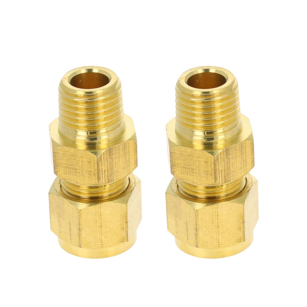 [Australia - AusPower] - MroMax Brass Compression Tube Fitting 10mm /0.39" ID Male Thread Pipe Adapter for Water Irrigation System 2pcs 