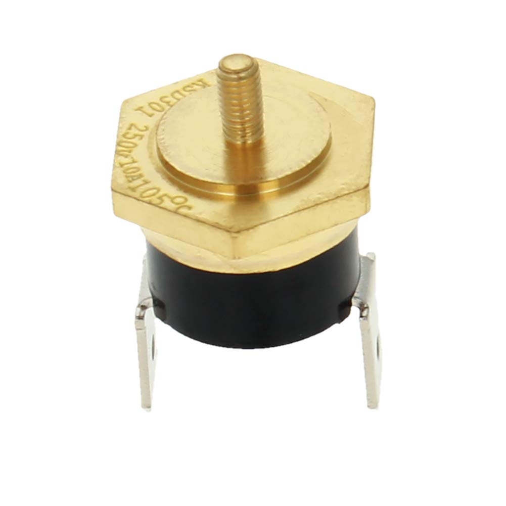 [Australia - AusPower] - Fielect KSD301 Thermostat Temperature Control Switch,Adjust Snap Disc Temperature Switch 105°C Copper M6 Normally Closed 1 Pcs 105C M6 