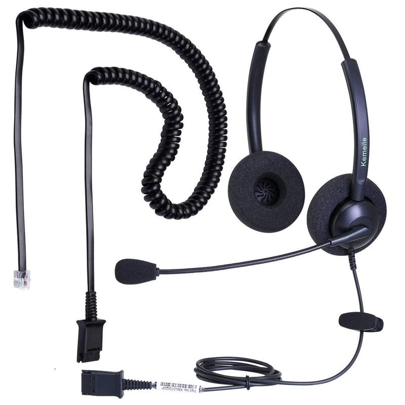[Australia - AusPower] - Kemeile Call Center Rj9 Phone Headset with Noise Canceling Mic for Yealink T19 T20 T21 T22 T23 T26 T27 T28 T29 T32 T36 T38 T40 T41 T42 T46 T48 also compatible with Grandstream Snom Panasonic IP Phones 