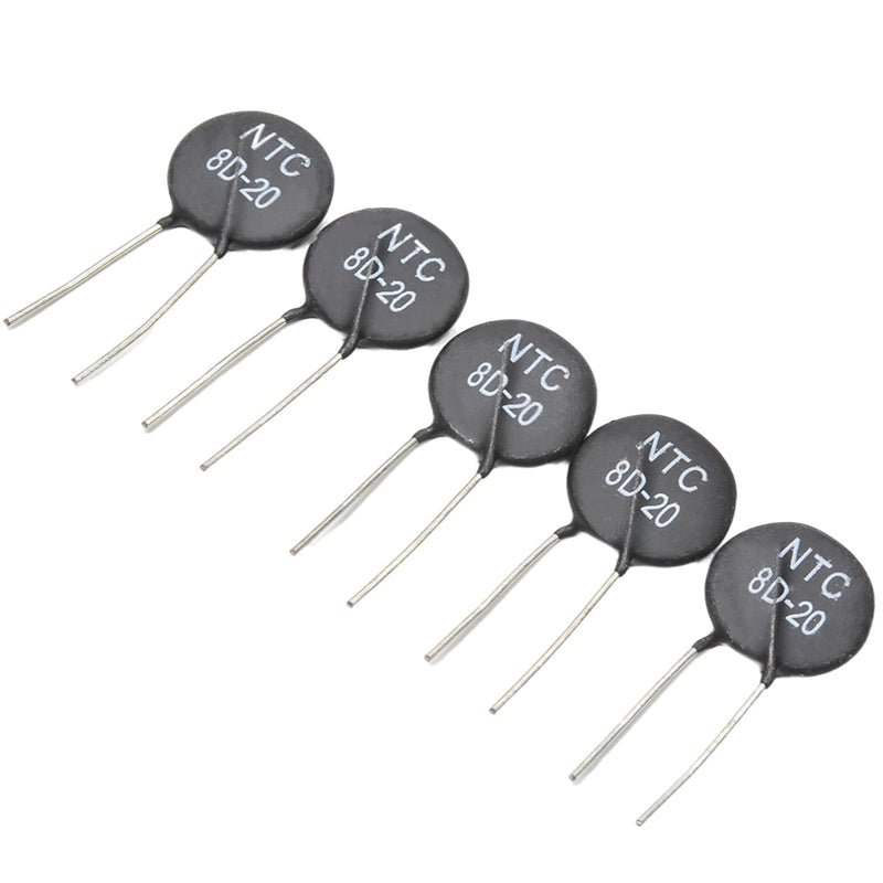 [Australia - AusPower] - Fielect NTC Thermistor Resistors 8D-20 6A 8 Ohm Inrush Current Limiter Temperature Sensors Pack of 5 