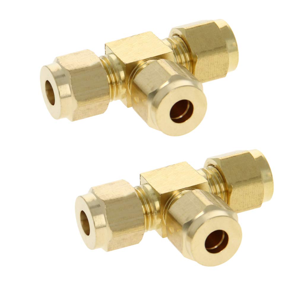 [Australia - AusPower] - MroMax Brass Compression Tube Fitting 6mm ID Tee Pipe Adapter for Garden Water Irrigation System 2pcs 