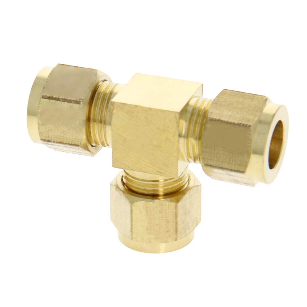 [Australia - AusPower] - MroMax Brass Compression Tube Fitting 10mm/0.39" ID Tee Pipe Adapter for Garden Water Irrigation System 1pcs 