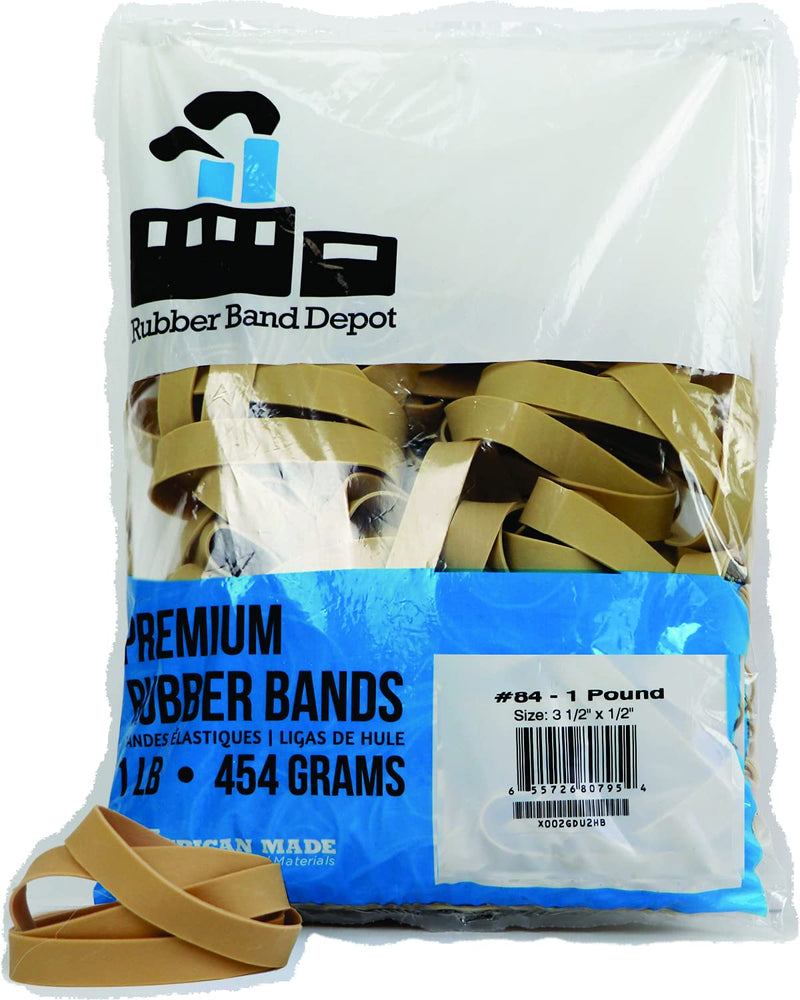 [Australia - AusPower] - Rubber Bands, Rubber Band Depot, Size #84, Approximately 155 Rubber Bands Per Bag, Rubber Band Measurements: 3-1/2" x 1/2'' - 1 Pound Bag 