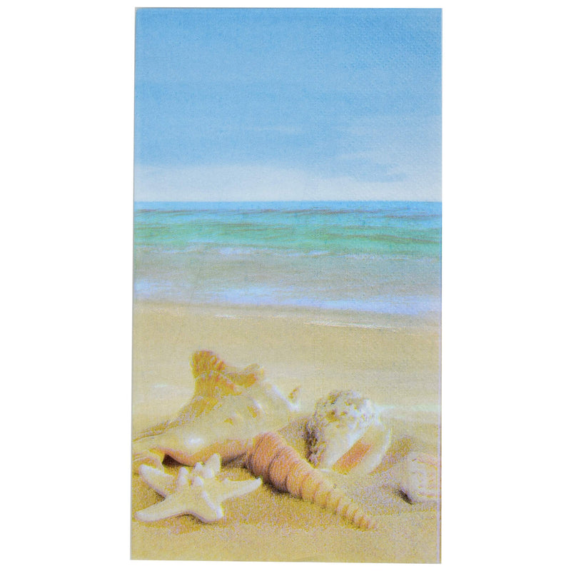 [Australia - AusPower] - 100 Nautical Beach Guest Napkins 3 Ply Disposable Paper Pack Coastal Seashell Starfish Sea Shore Summer Dinner Hand Napkin For Bathroom Hotel Gym Spa Party Wedding Bridal Baby Shower Decorative Towels 