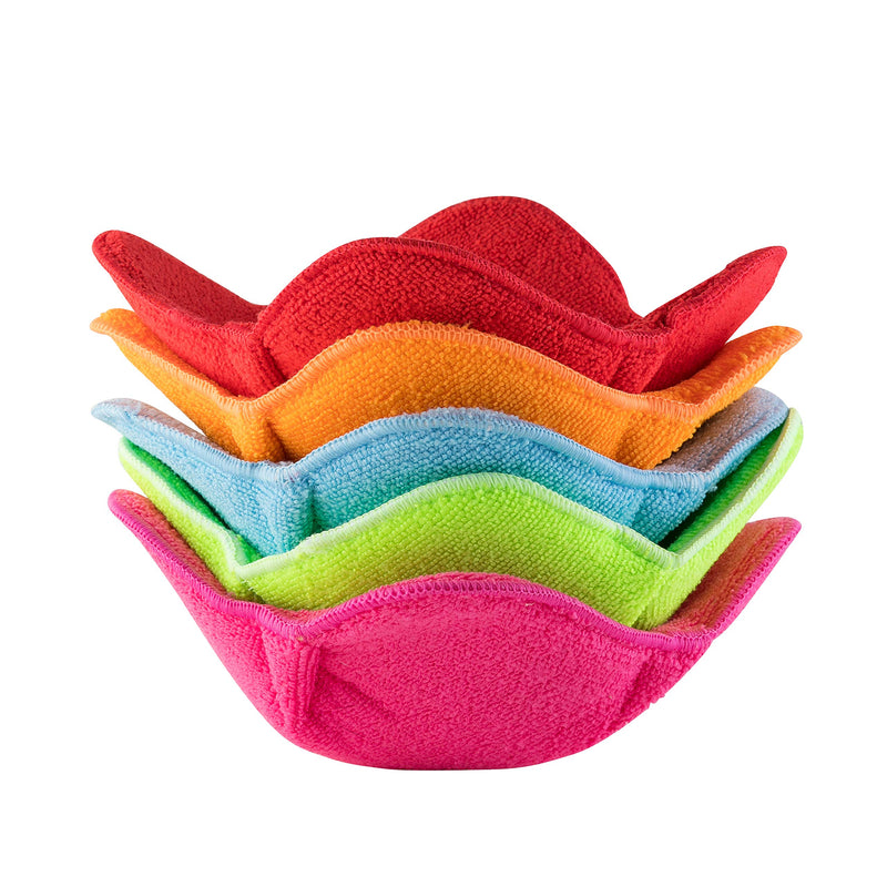 [Australia - AusPower] - SHILA Bowl Huggers, Multi Color Set of Microwave Safe Hot Bowl Holder to Keep Your Hands Cool and Your Meal Warm, Polyester & Sponge Heat Resistant Bowl Cozies for Soup, Rice and Pasta Bowls 5 Multicolor 
