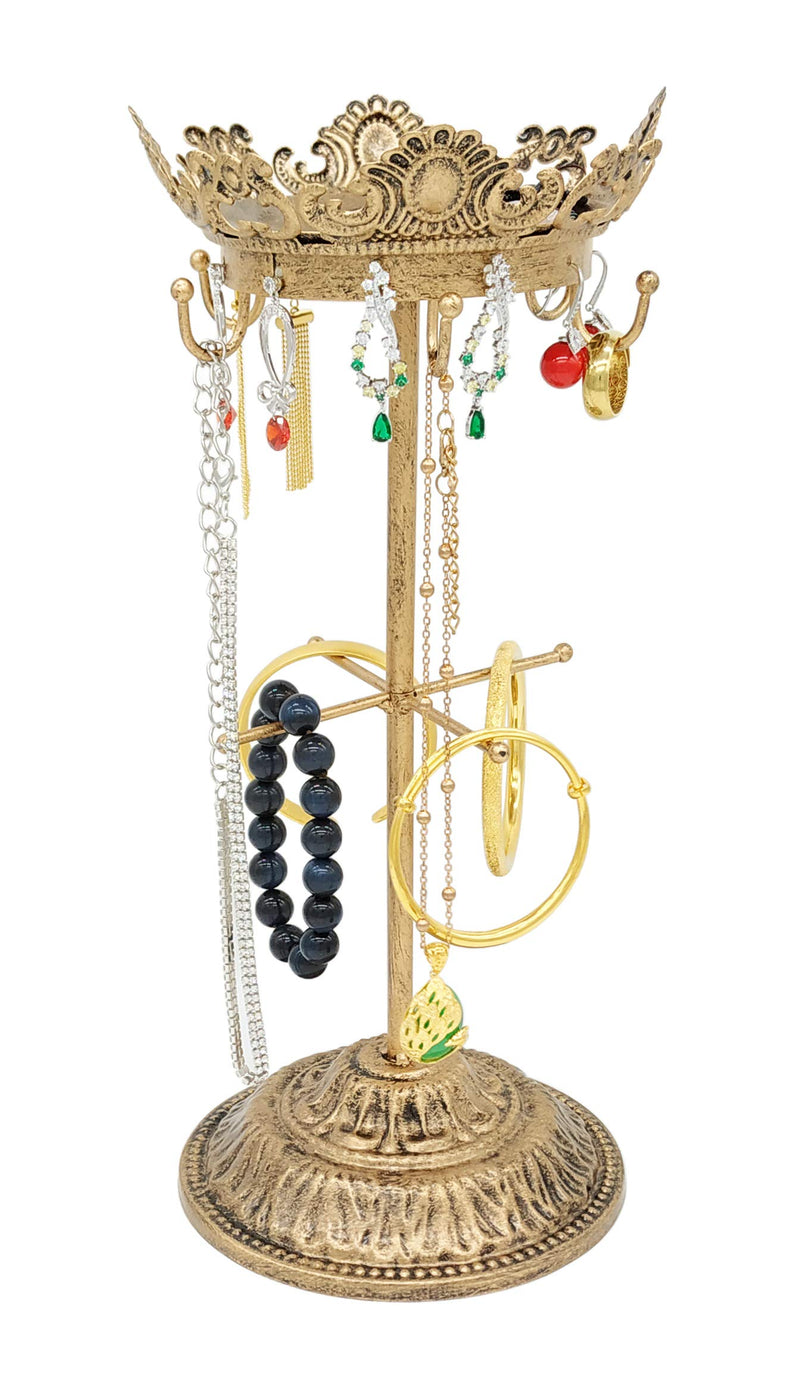 [Australia - AusPower] - Metal Jewelry Organizer Tower Necklace Tree Bracelet Display Stand w/Hairclip Holder w/ Jewelry Organizer w/ Jewelry Tree (Bronze) Rustic Bronze 