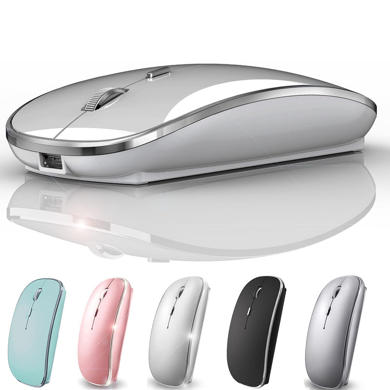 [Australia - AusPower] - Bluetooth Mouse Wireless Bluetooth Mouse for iPad pro iPad Air Mac MacBook Pro MacBook Air Laptop Chromebook Windows HP DELL (Silver) SILVER 