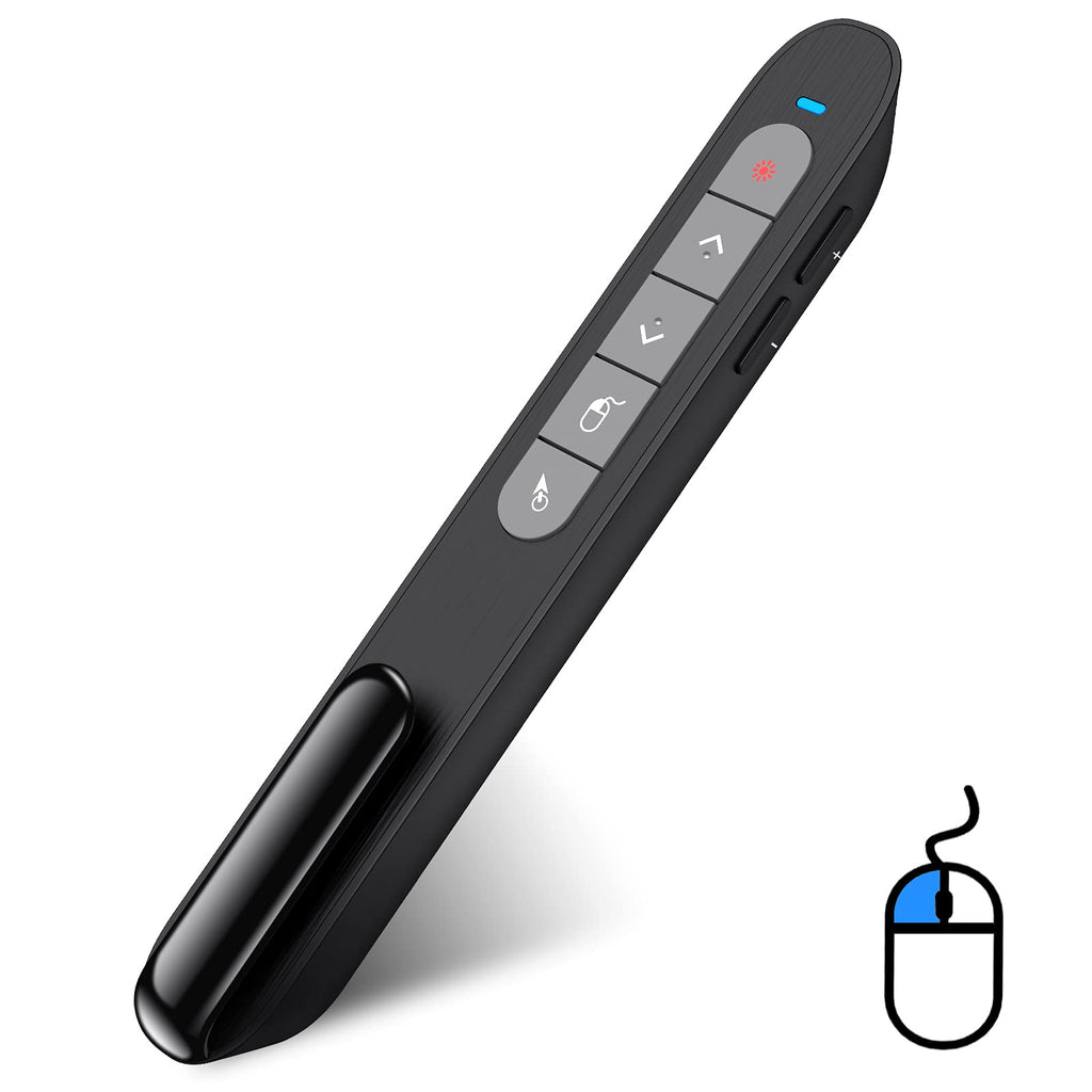[Australia - AusPower] - DinoFire Wireless Presenter Remote with Air Mouse, RF 2.4GZ USB Rechargeable Presentation Clicker and Pointer Powerpoint PPT Slide Clicker for Laptop/Computer/MAC RE&GR&MO 