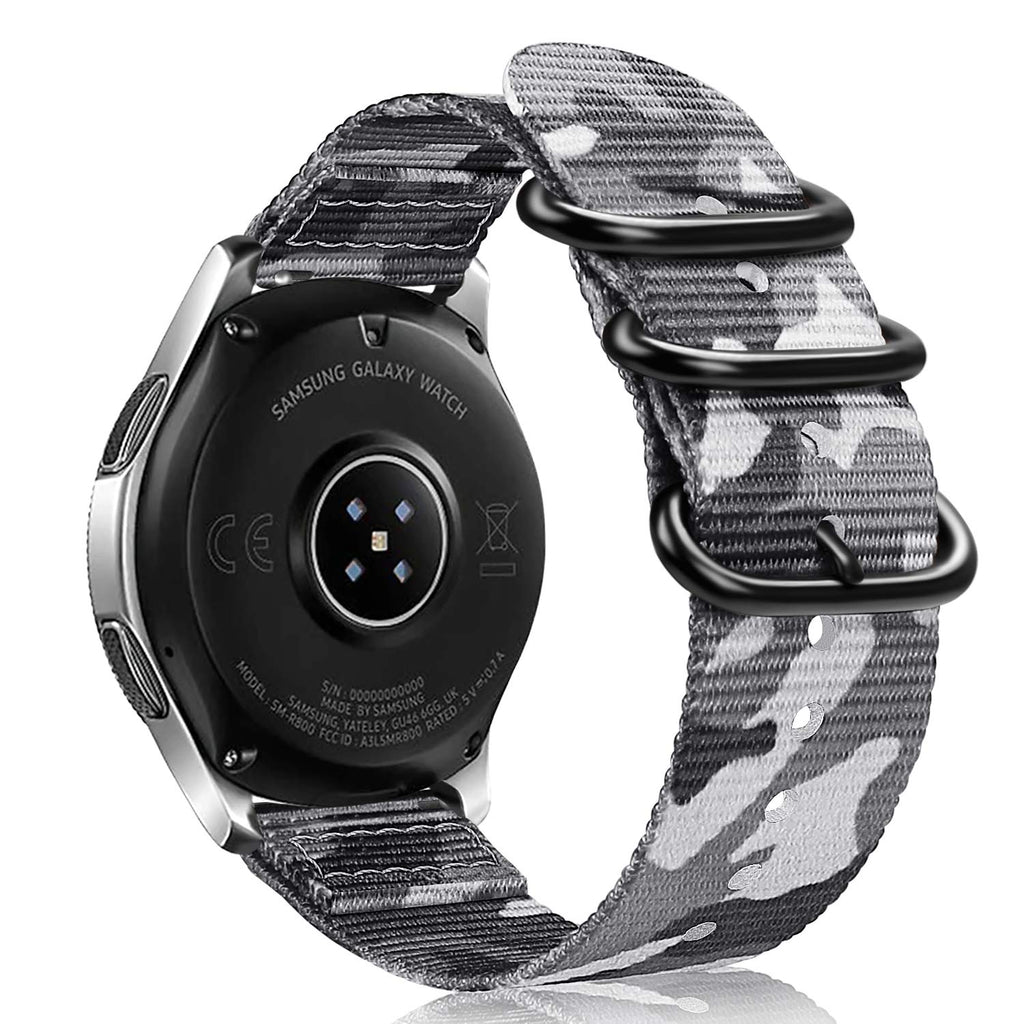 [Australia - AusPower] - Fintie Bands Compatible with Samsung Galaxy Watch 3 45mm / Galaxy Watch 46mm / Gear S3 Classic/Frontier , Soft Woven Nylon Band 22mm Quick Release Adjustable Replacement Sport Strap Camo Grey 