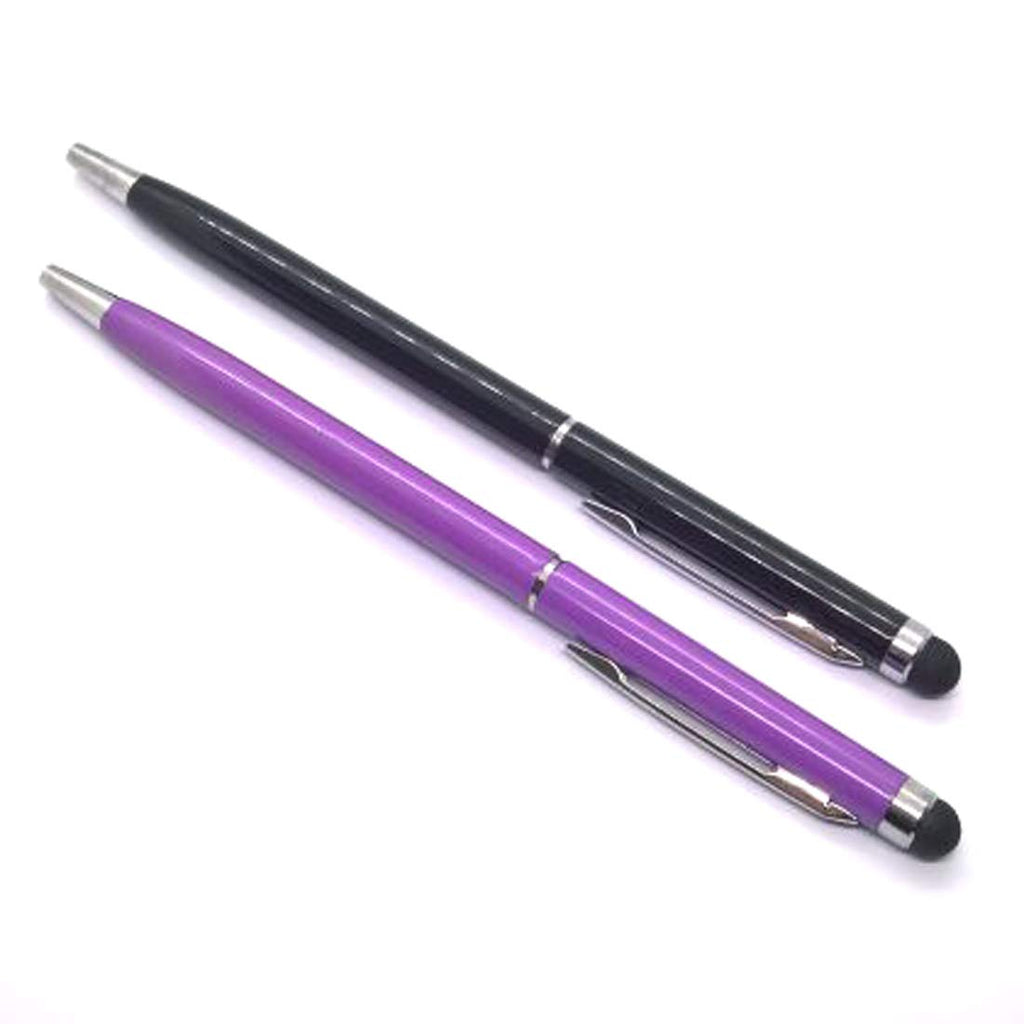 [Australia - AusPower] - 2pack Universal Stylus Pen for Touch Screens iPad iPhone Tablets Samsung Kindle and Black Ink Ballpoint Pen 2in1 Stylists Pens (2pack Black & Purple) 2pack Black & Purple 