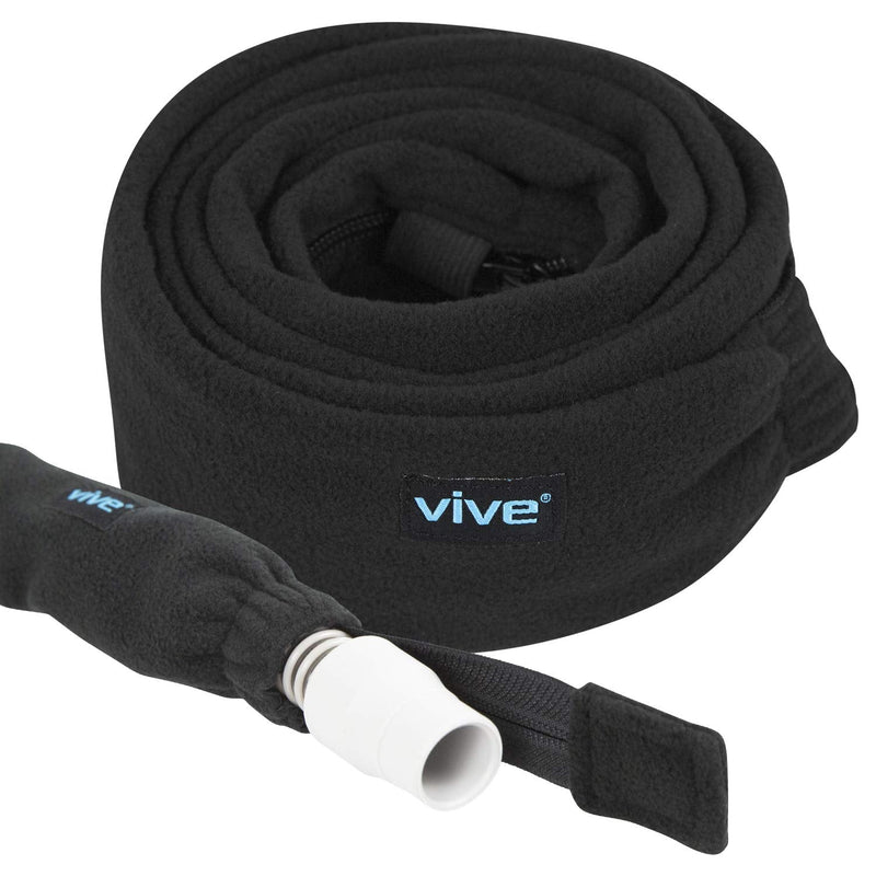 [Australia - AusPower] - Vive CPAP Hose Cover (6 Feet) - Tubing Accessories - Fits BiPAP Machines, Slimline Tubes - Soft Fleece Insulator - Prevents Condensation and Noise - Pet Protection Zipper Wrap - Sleep Mask Accessory 6 Foot (Pack of 1) Black 