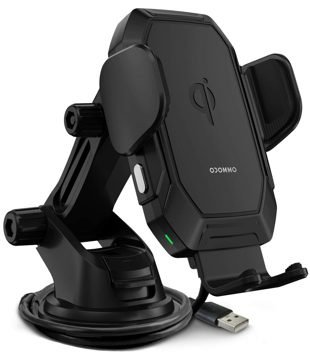 [Australia - AusPower] - OCOMMO Wireless Car Charger, 15W Auto Clamping Car Charger with Air Vent, Dashboard, Windshield Mount for iPhone 11, 11 Pro, 11 Pro Max, XS Max, XR, Samsung Phone, Android, Qi Smart Phone Black - ABS Plastic Face 