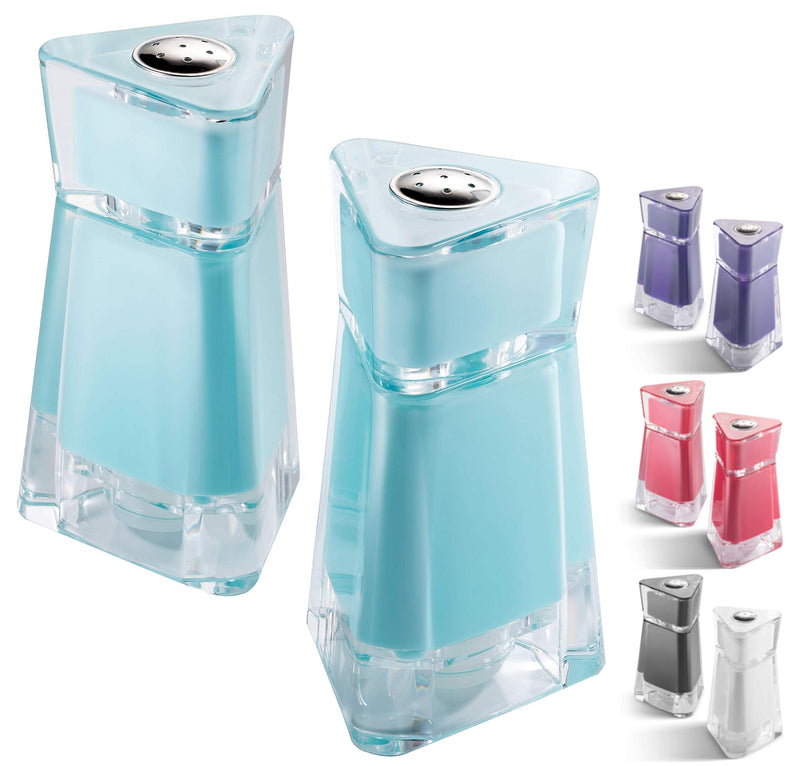 [Australia - AusPower] - MITBAK Acrylic Turquoise Salt and Pepper Shakers (2 Piece Set) | Elegant Salt and Pepper Dispensers with Perfectly Sized Holes for Evening Seasoning | Stylish Kitchen Accessories Utensils 