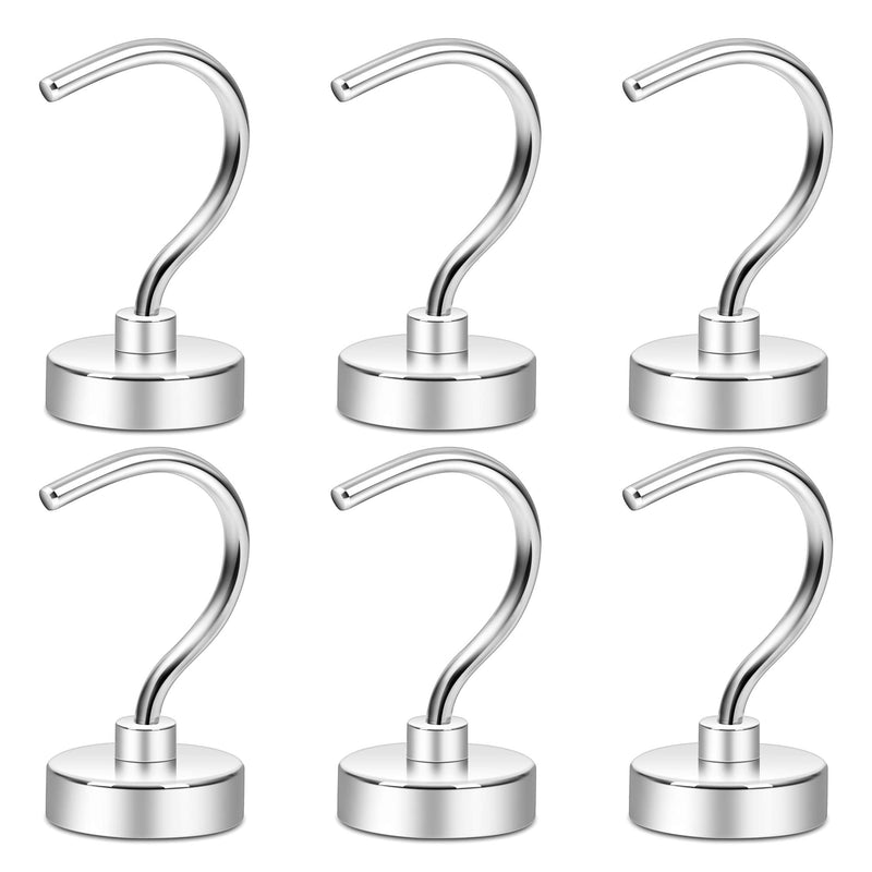 [Australia - AusPower] - Neosmuk Magnetic Hooks, 50+LBS Large Opening Hook CNC Machined Base,Ideal for Cruise,Grill,Towel,Kitchen Indoor Hanging (Silvery White,Pack of 6) 