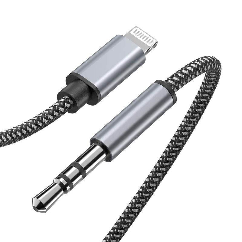 [Australia - AusPower] - Lightning to 3.5mm Audio Cable 3.3FT, [Apple Mfi Certified] Lcueguk iPhone Aux Cord for Car Stereo/Headphone, Compatible with iPhone 13/13 Pro/13 Pro Max/iPhone 12/12 Pro/12 Pro Max/11 Pro Max/XR/XS Grey 