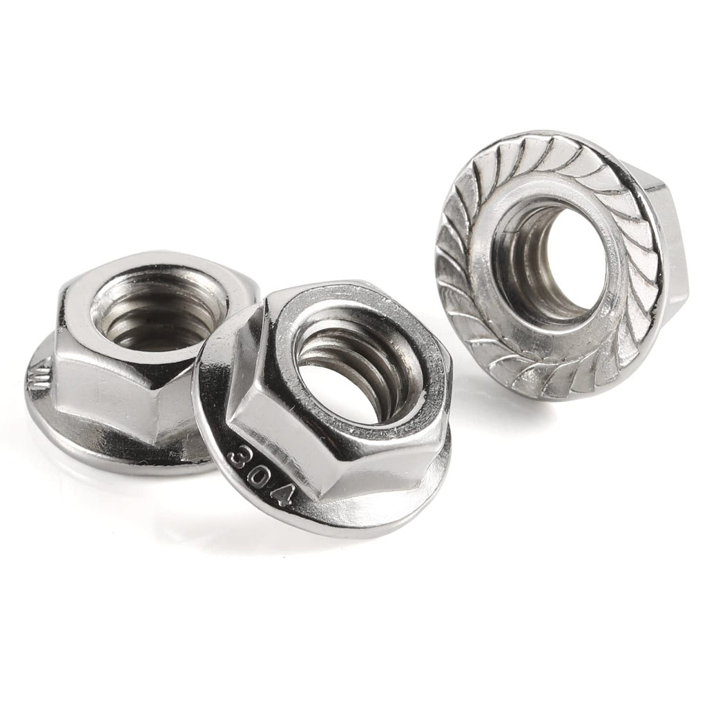 [Australia - AusPower] - M5-0.80 Serrated Flange Nut Hex Lock Nuts, Stainless Steel 304, Plain Finish, Quantity 50 M5-0.80 (50 PCS) 