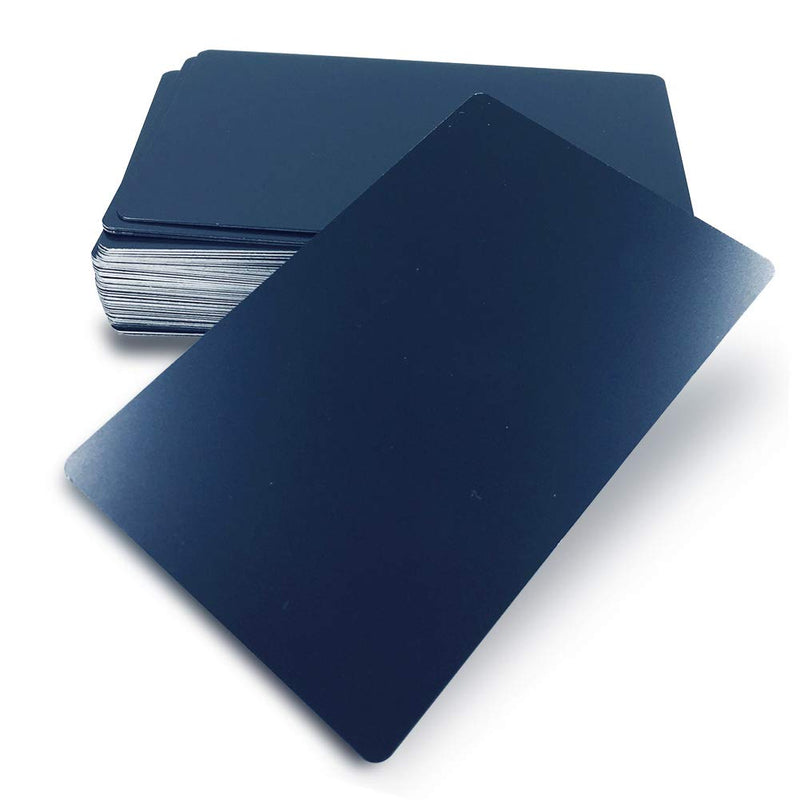 [Australia - AusPower] - Ebamaz 50PCS Thick 0.45mm Matte Black Finish Aluminum Metal Business Cards Blanks 3.4 X2.13 inch for Customer Laser Engraving (Black, Blank) Black, Blank 