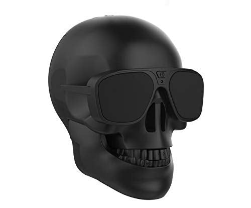 [Australia - AusPower] - Head Shape Portable Speaker Wireless Bluetooth MP3 Stereo Player for PC Laptop Mac Phone Audio Player Travel Unique Gift Party Outdoor Speakers (Black Skull) Black Skull 
