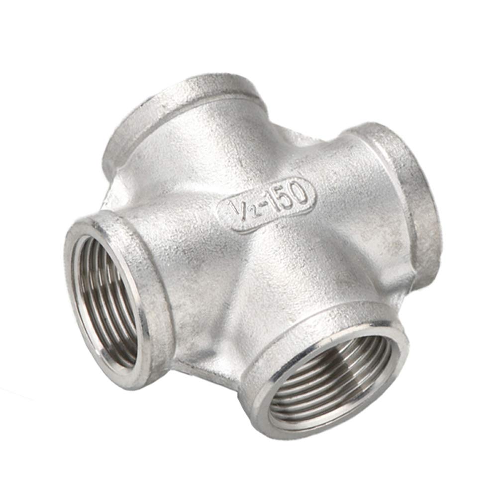 [Australia - AusPower] - Beduan Stainless Steel 1/2" Female 4 Way Cross Coupling Cast Pipe Fitting 1/2 Inch 