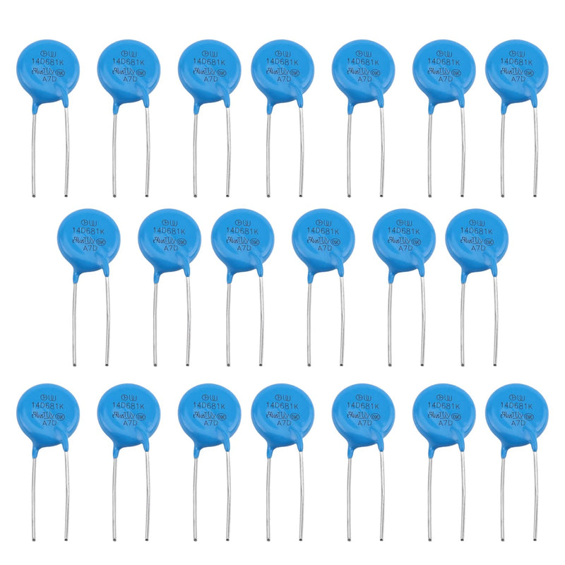 [Australia - AusPower] - Fielect 20Pcs Radial Lead Disc Varistors AC 680V 14D681K/F7.5/L24 Voltage Dependent Resistors for Electronic Precision Instruments 20Pcs 14D681K 420V 24mm 