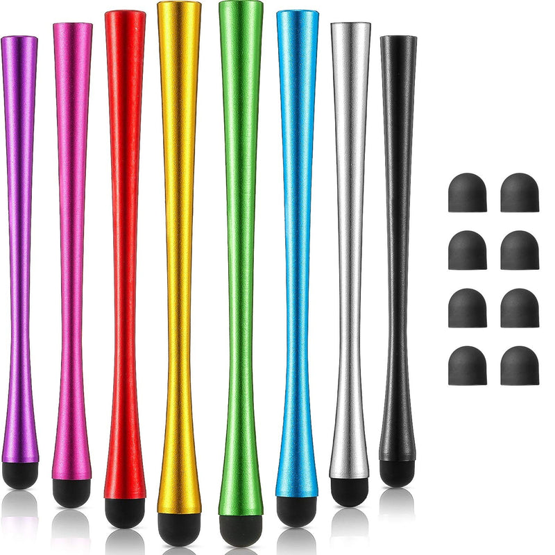 [Australia - AusPower] - Outus 8 Pieces Slim Waist Stylus with 8 mm Fiber Tips Stylus Pens Capacitive Stylus for Touch Screens Devices Compatible with iPhone, iPad, Tablet (8 Colors) 