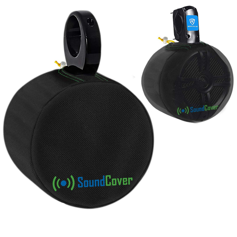 [Australia - AusPower] - 2 Black Heavy Duty Marine Speaker Covers for Round 4" and 5" Boat ATV Wakeboard Tower Pod Speakers - Fits Boss, Rockville, Kicker, Pyle & NOAM NUTV5 Speakers, Sold in Pairs (H 7.9" x W 7.9" x D 8.3") 