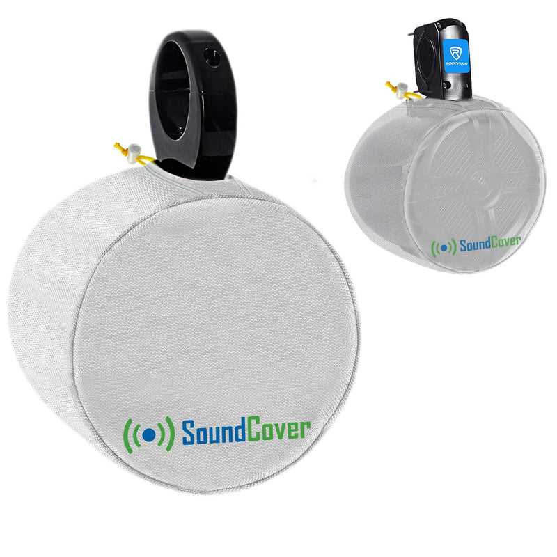[Australia - AusPower] - 2 White Heavy Duty Marine Speaker Covers for Round 6.5" & Oval 6x9 Boat ATV Wakeboard Tower Pod Speakers - Fits Boss Audio, MCM Custom Audio, Rockville Marine Speakers (Size H 9.8" x W 9.8" x D 12") 