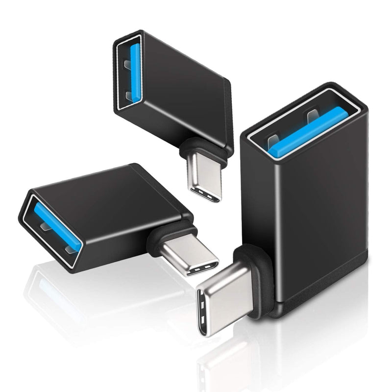 [Australia - AusPower] - Right Angle USB C to USB Adapter(3-Pack),UseBean Aluminum 90 Degree USB-C to USB 3.0 Converter,Thunderbolt 3 to USB A Female Connector,Type C OTG for MacBook Pro 2020, iPad Pro,Samsung Notebook 9 