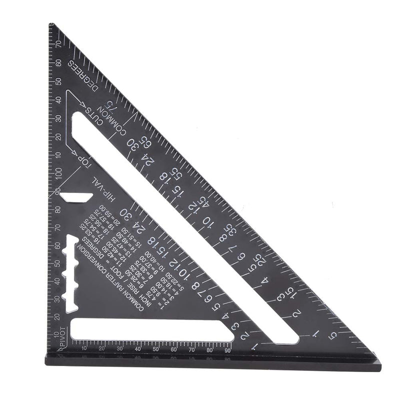 [Australia - AusPower] - 90 Degree Black Triangle Ruler Aluminum Alloy Angle Ruler Inch for Carpenter's Workshop Woodworking 7 Inch Square Layout Tool 