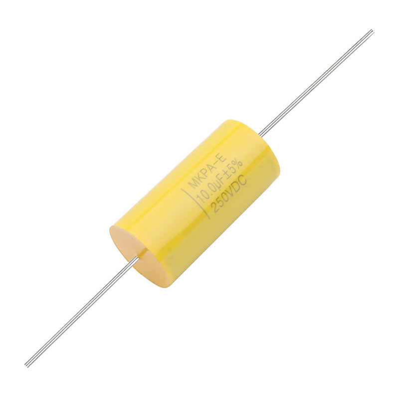 [Australia - AusPower] - Fielect Axial Lead Type Polypropylene Film Capacitor Cylindrical 250V DC 10.0uF 23 * 41mm Yellow for Audio Divider 1pc 22.5×45mm;10.0J 