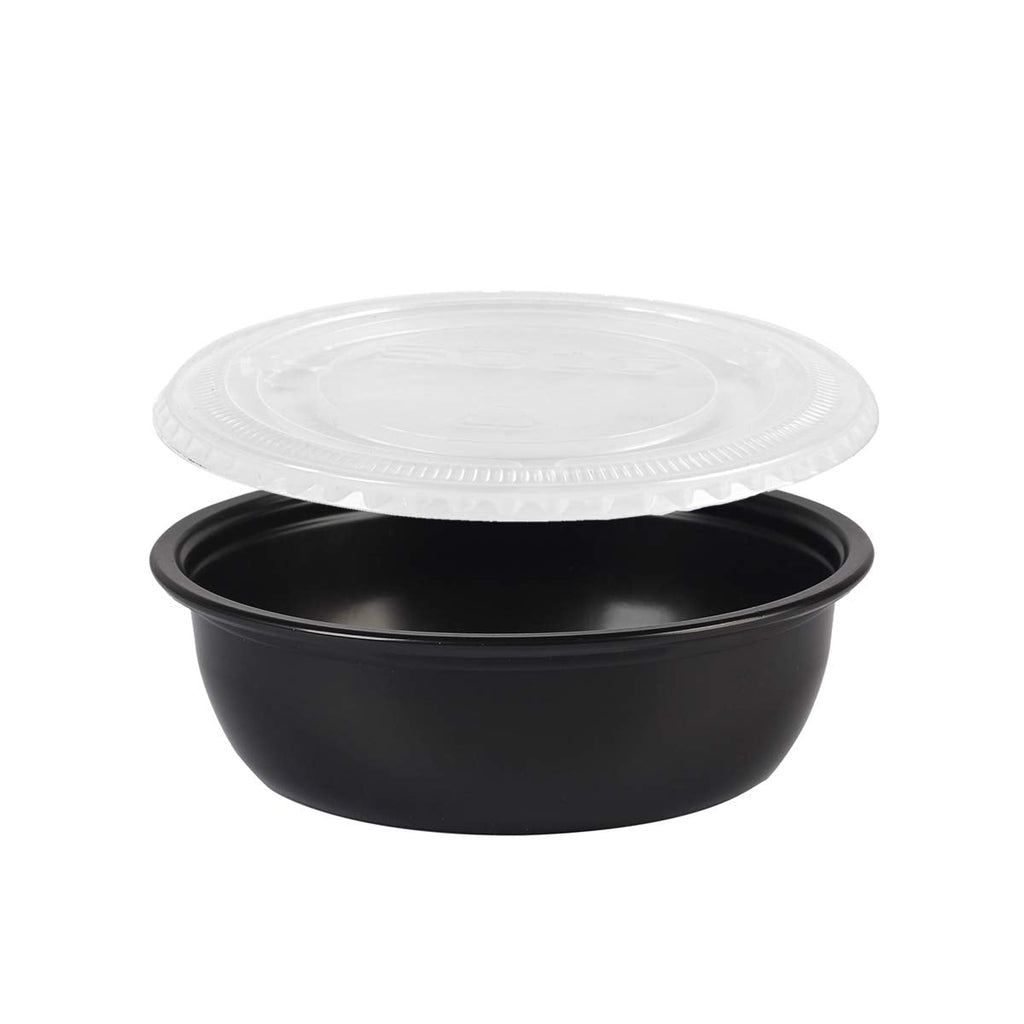 [Australia - AusPower] - EDI Black Wide Disposable Plastic Portion Cups/Souffle Cups with Lids (100, 2.5 Oz Flat Cover) 100 
