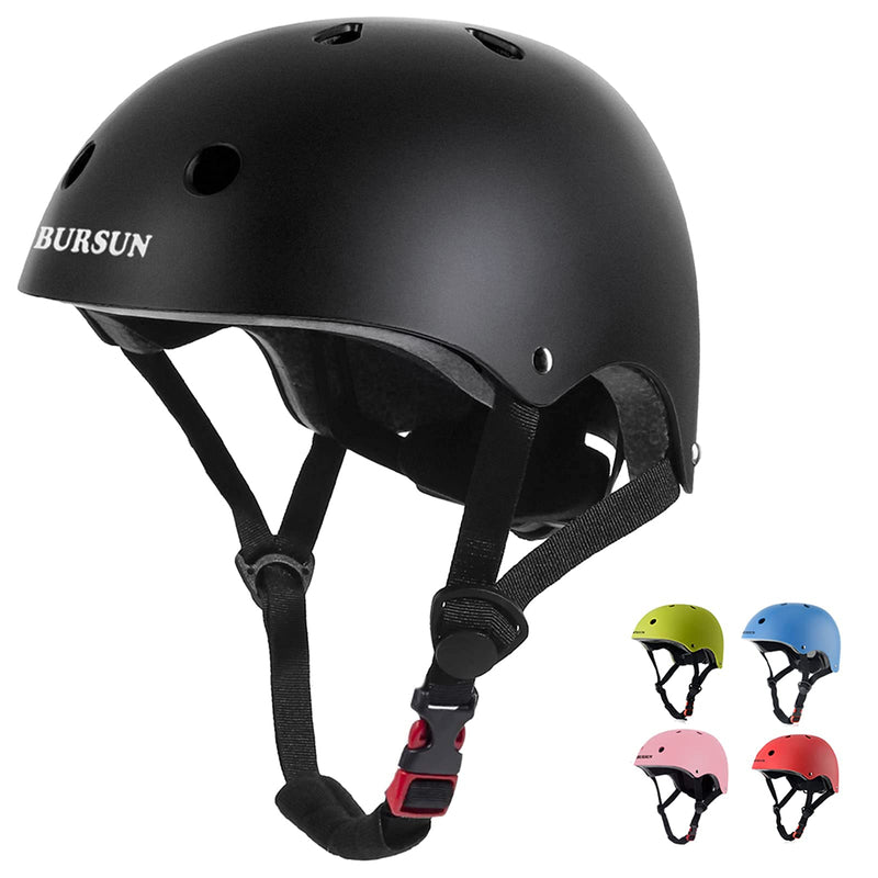 [Australia - AusPower] - BURSUN Kids Bike Helmet Ventilation & Adjustable Toddler Helmet for Ages 2-8 Kids Boys Girls Multi-Sport Helmet for Bicycle Skate Scooter, 5 Colors small:18.9-21.3 inch (48cm-54cm) BLACK-1 