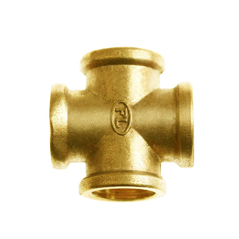 [Australia - AusPower] - Joywayus Brass 1/2" Female 4-Way Pipe Fitting Adapter Tube Coupler Connector Water Gas Oil 