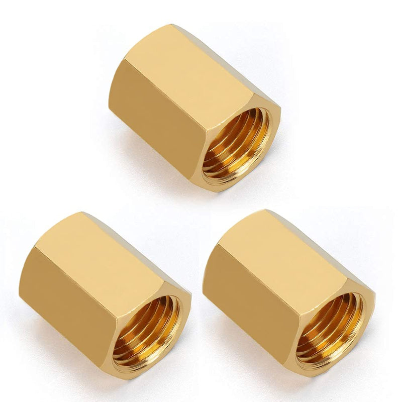 [Australia - AusPower] - Joywayus Brass Pipe Fitting Connector Straight Hex Nipple Coupler 3/4” x 3/4” Female Thread For Water Oil and Air (Pack of 3) 3/4" Female x 3/4" Female 