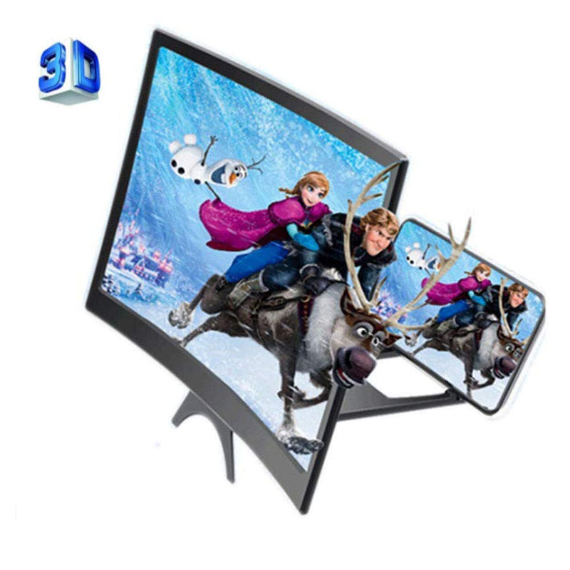 [Australia - AusPower] - 12'' Phone Screen Magnifier, Curve Screen Magnifier 3D HD Movies Amplifier Projector Cell Phone Screen Enlarger with Foldable Stand 
