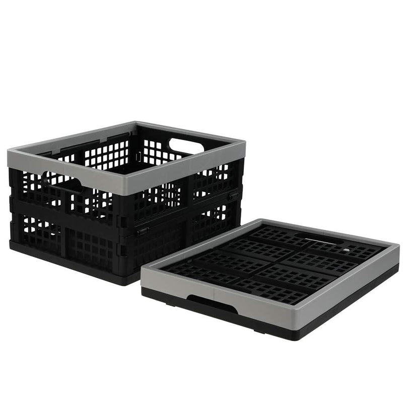 [Australia - AusPower] - Jekiyo 16-Liter Folding Crates Storage, Collapsible Container Plastic, Set of 1 black 