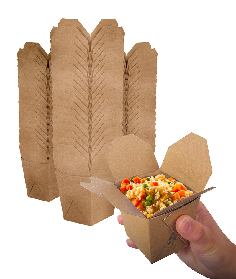 [Australia - AusPower] - Takeout Food Containers 8 Oz Microwaveable Kraft Brown Paper Mini Chinese Take Out Box (50 Pack) Leak and Grease Resistant Stackable To Go Boxes - Recyclable Food Containers - Party Favor Boxes 