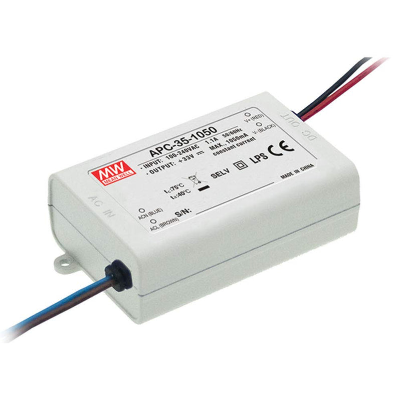 [Australia - AusPower] - MEAN WELL APC-35-1050 AC to DC LED Driver Enclosed Power Supply Single Output 11-33VDC @ 1050mA, 35 Watt 
