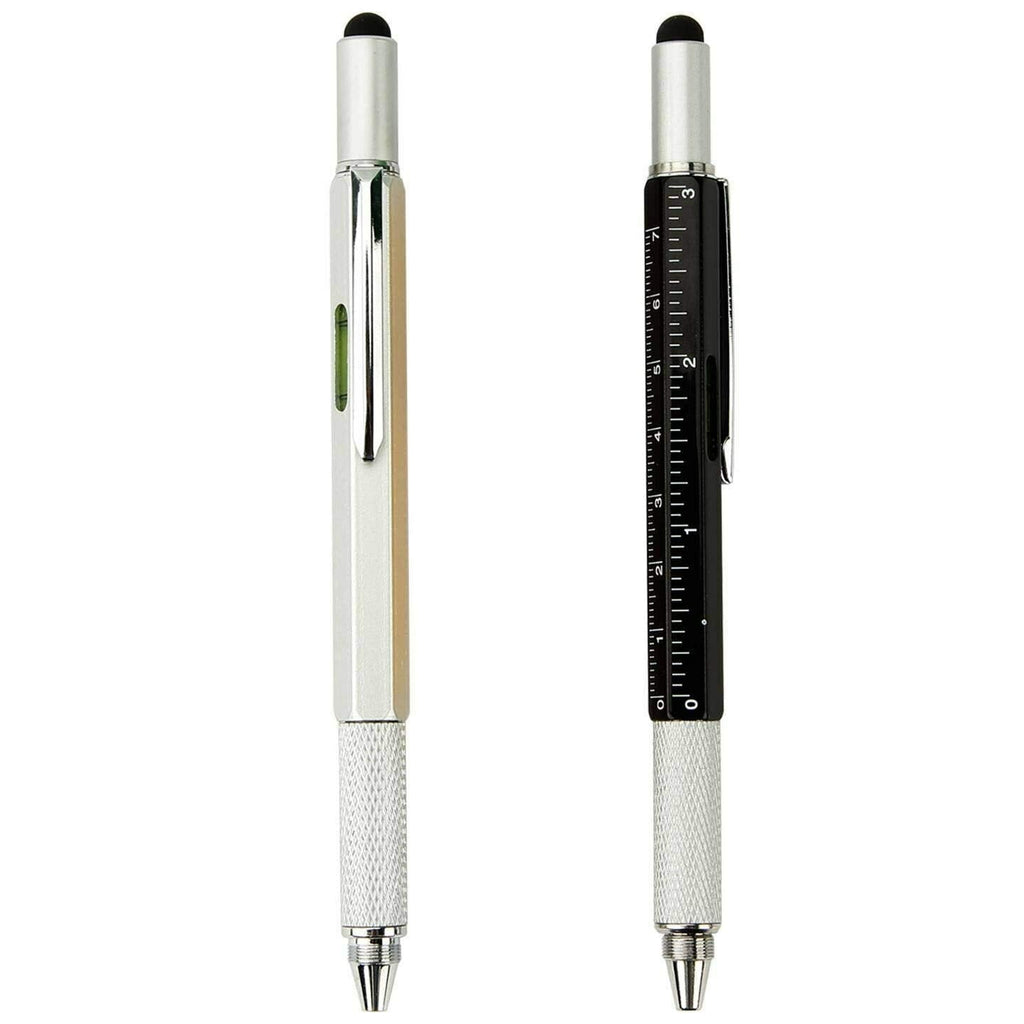 [Australia - AusPower] - [2-Pack] 5-in-1 Universal Touch Screen Stylus + Ballpoint Pen + Ruler + Level + Screwdriver for Phone Tablet PC iPhone iPad Samsung LG 