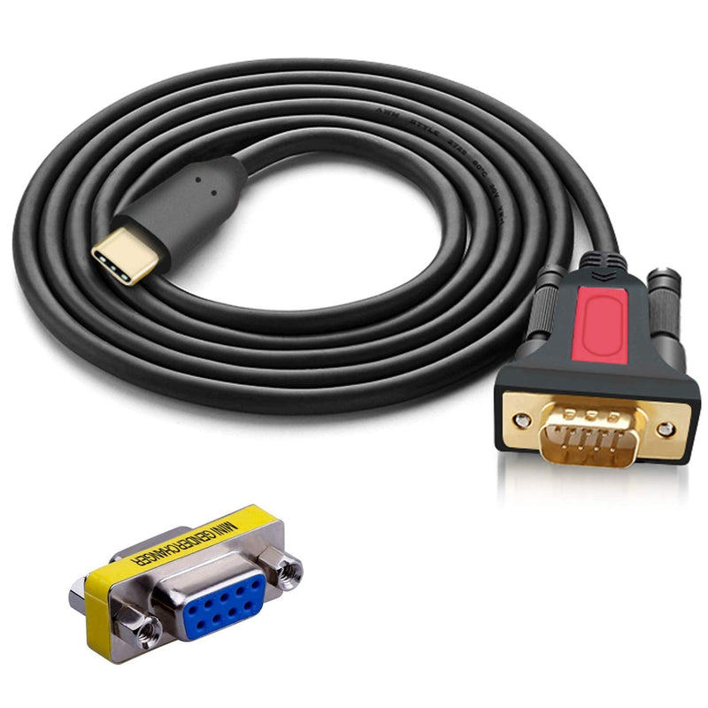 [Australia - AusPower] - USB Type C to RS232 DB9 Serial(9-Pin) Converter Adapter Cable with a Male to Female Connector, Compatible with MAC OS, Windows, Android, Linux USB C Device (5 FT) 